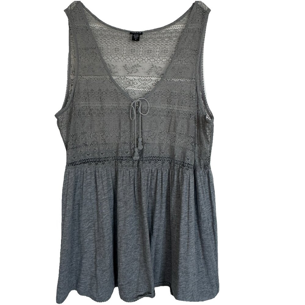 Torrid 4X GRAY Lace Mesh Bodice Sleeveless Tank Top